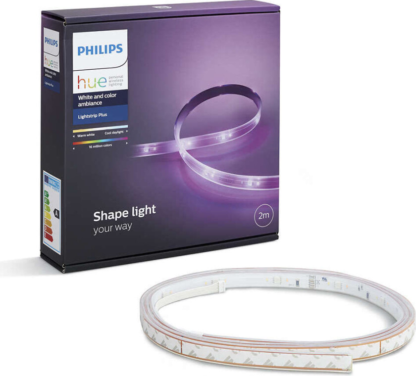 Hue LightStrips Multifarget 2m Skinner og spotter Lampehuset