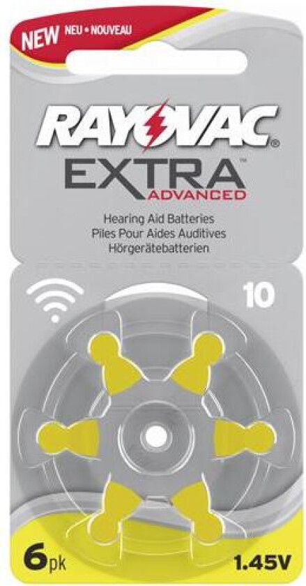 extra advanced 10 høreapparatbatterier 6 stk