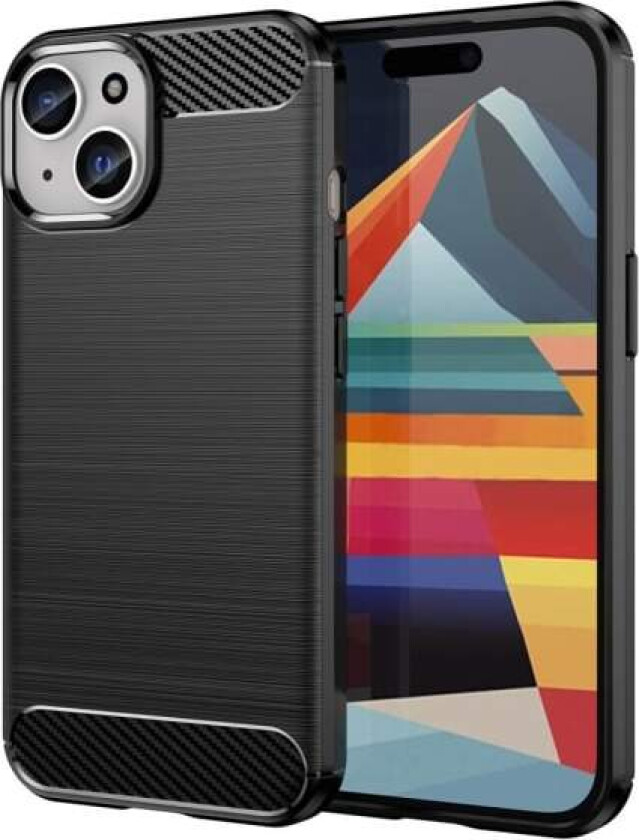 Carbon Fiber Texture TPU Cover for iPhone 15 Black