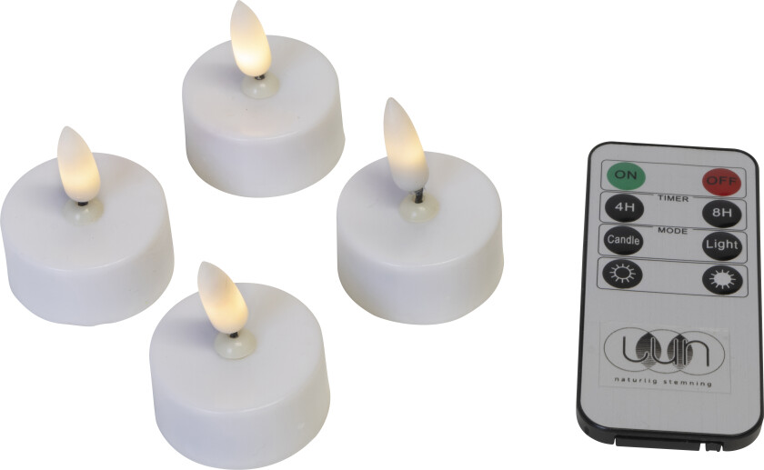 Lun Telys LED 4 Pk. Hvit Lykter og LED lys Lampehuset