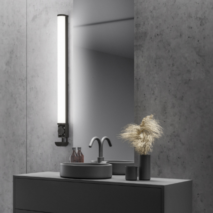 Piera H2O LED Vegglampe IP44 Sort 80cm Speilbelysning Lampehuset