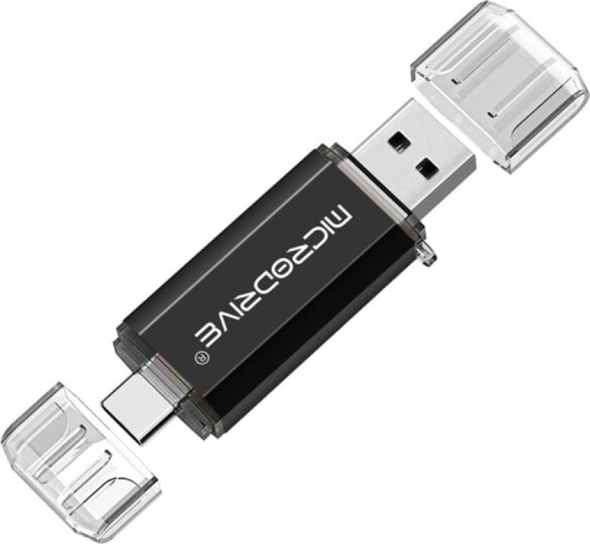 MICRODRIVE 128 GB USB-Minne 2i1 USB-A + USB-C Flash Drive Gold