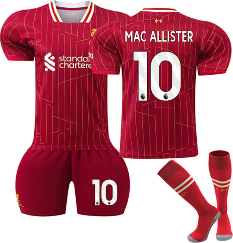 Liverpool Hjemme Fotballdrakt Barnsett 2024-2025 Med Sokker Nr 10 Mac Allister 24
