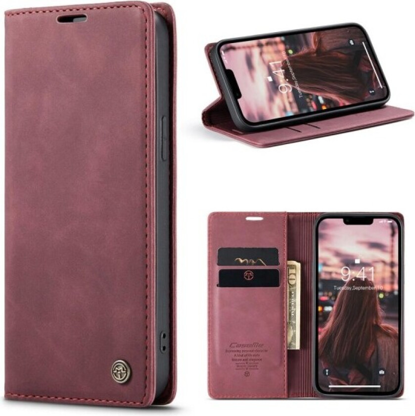 CASEME Retro Wallet Case for iPhone 15 - Red Red