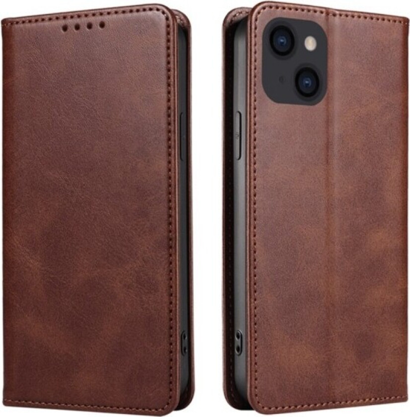 Wallet Stand Phone Case for iPhone 15 Pro Cell Cover - Coffee Dark brown