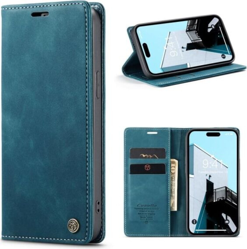 CASEME Retro Wallet Case for iPhone 15 Pro - Blue Blue
