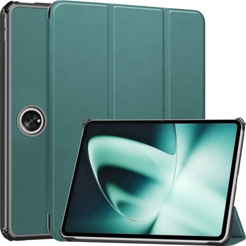For OnePlus Pad Tri-fold Stand Wake / Sleep Cover Tablet Case - Green Green