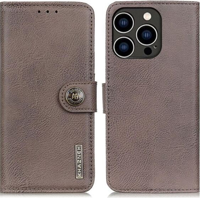 KHAZNEH For iPhone 15 Pro Wallet Stand Case - Khaki Khaki