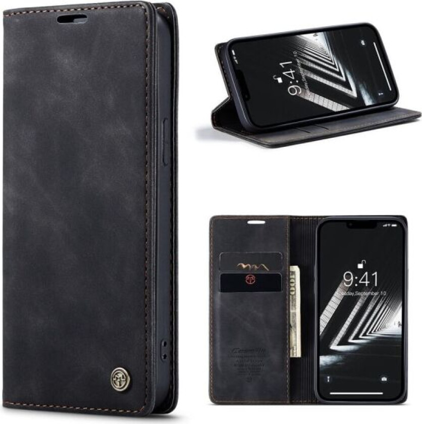 CASEME Retro Wallet Case for iPhone 15 Plus - Black Black