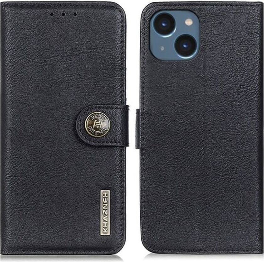 KHAZNEH For iPhone 15 Wallet Stand Case Black