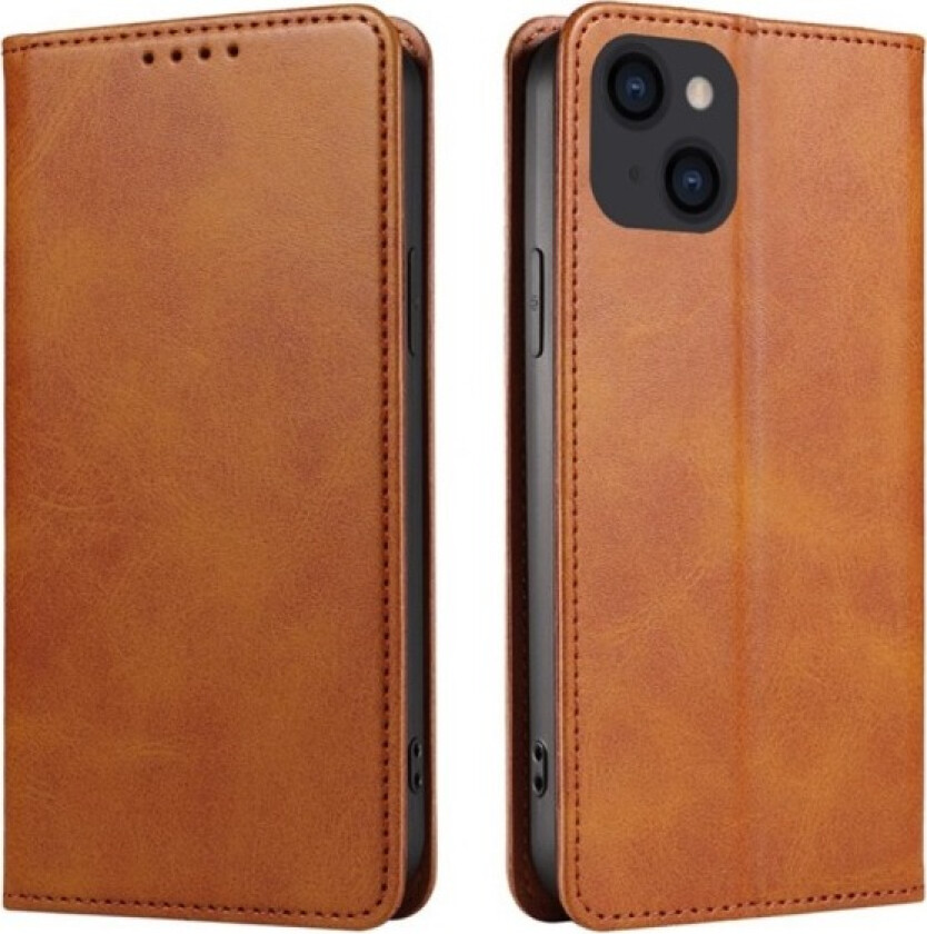 Wallet Stand Phone Case for iPhone 15 Cell Cover - Brown Brown