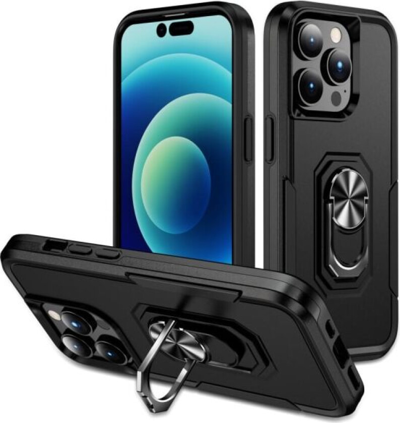 For iPhone 15 Pro Max PC+TPU Shockproof Cover Phone Case Black