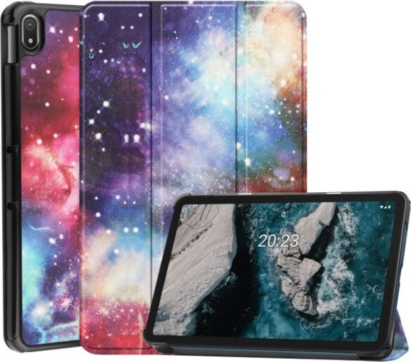Tablet Stand Slim Fit Cover For Nokia T20 - Nebula Multicolor