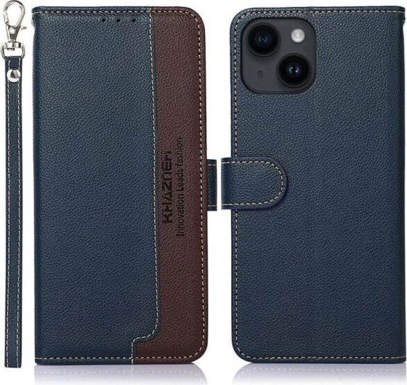KHAZNEH Phone Cover for iPhone 15 Plus - Blue/Brown Blue