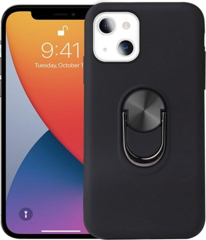 iPhone 13 Mini Finger Ring TPU Hybrid Case Kickstand Black