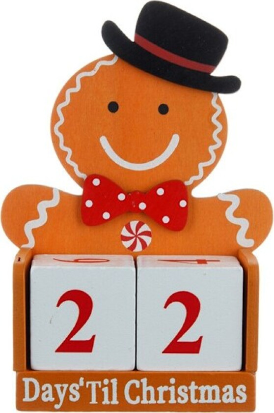 Nedräkning till jul pepparkaksgubbe Trä adventskalender Brown