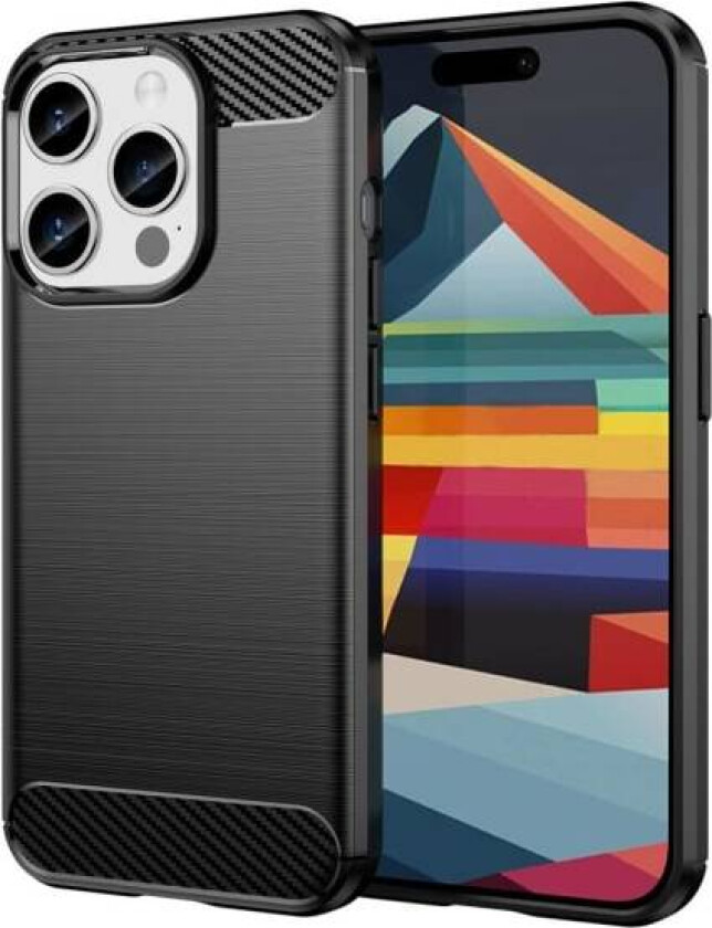 Carbon Fiber Texture TPU Cover for iPhone 15 Pro Black