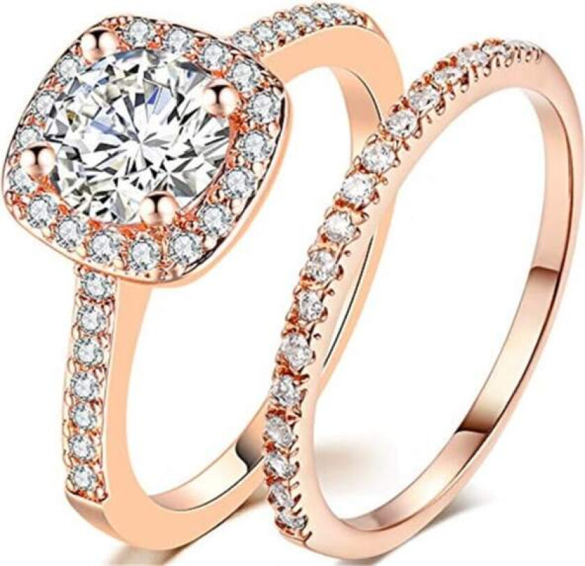 2st Ringar Cubic Zirconia Stapelbara - Storlek 8 / Rose Gold Pink gold