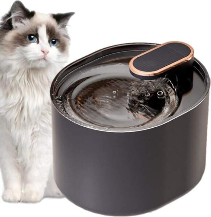 Kattefontene Vann dispenser for katter, ultra-stille justerbare vannstrøminnstillinger og tertiærfiltrering