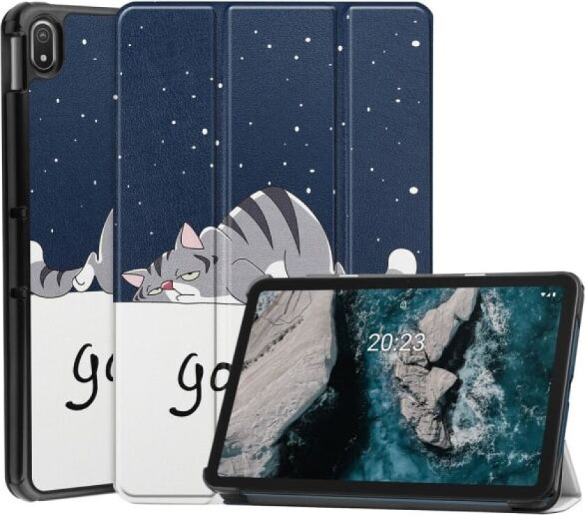 Tablet Stand Slim Fit Cover For Nokia T20 - Cat Multicolor