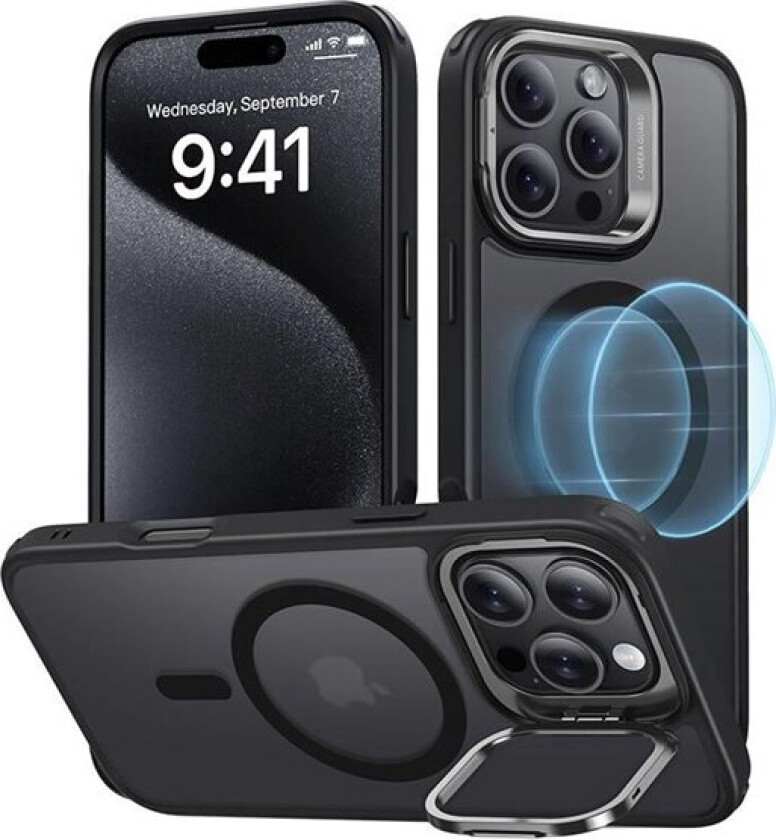 Hybrid Case (HaloLock) with stand for iPhone 16 Pro Max (black)