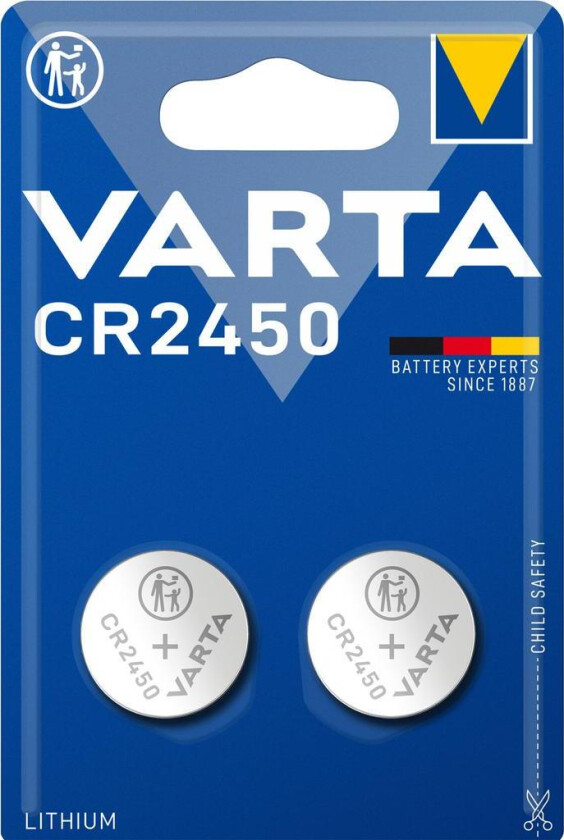 VARTA Lithium Coin knappcellebatteri CR2450, 3V, 2-pak