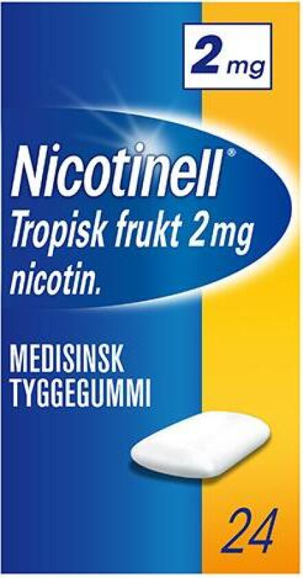 2mg tyggegummi tropisk frukt 24 stk