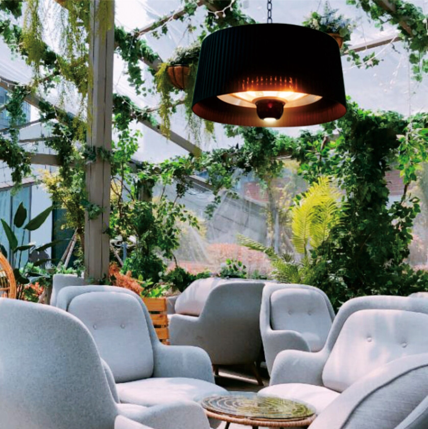 Terrassevarmer IR Oslo IP24 Tak Med Lys Sort Terrassevarmere Lampehuset