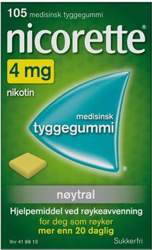 4 mg tyggegummi nøytral smak 105 stk