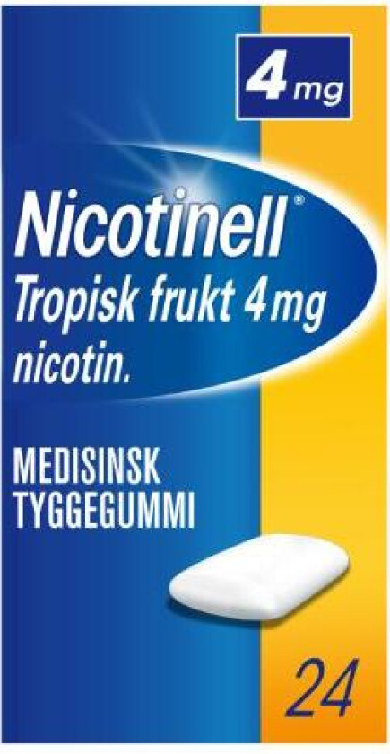 4mg tyggegummi tropisk frukt 24 stk