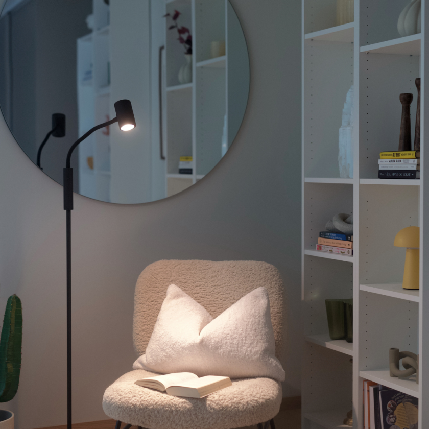 Noor II Gulvlampe 1 Lys Sort Leselampe Lampehuset