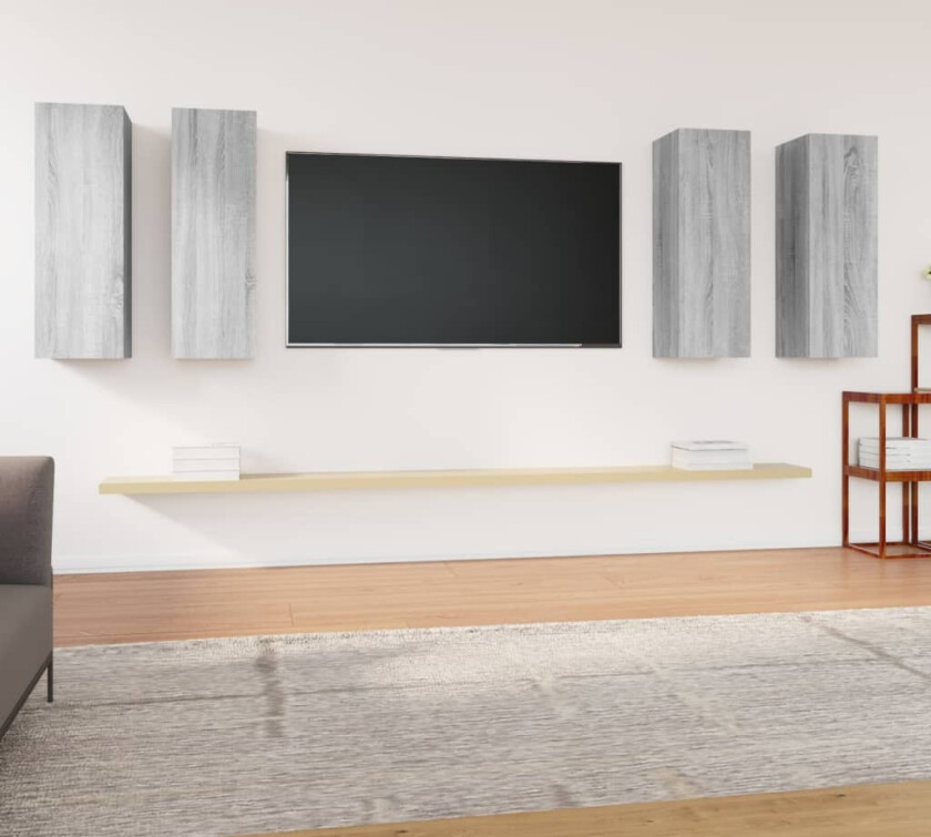 TV-benker 4 stk grå sonoma 30,5x30x90 cm konstruert tre