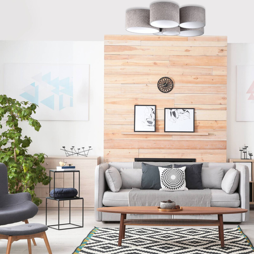 Taklampe Boucle med seks skjermer, grå