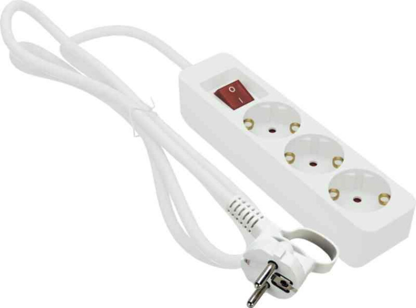 Grenuttak 3-veis Jordet Hvit 1m Skjøteledninger Lampehuset