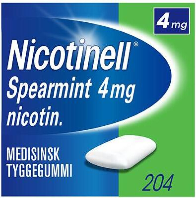 4 mg tyggegummi spearmint 204 stk