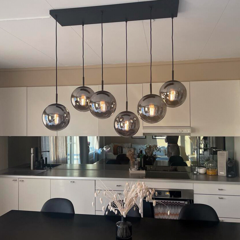 Ball Taklampe Rektangel Røykfarget Hengende taklampe Lampehuset