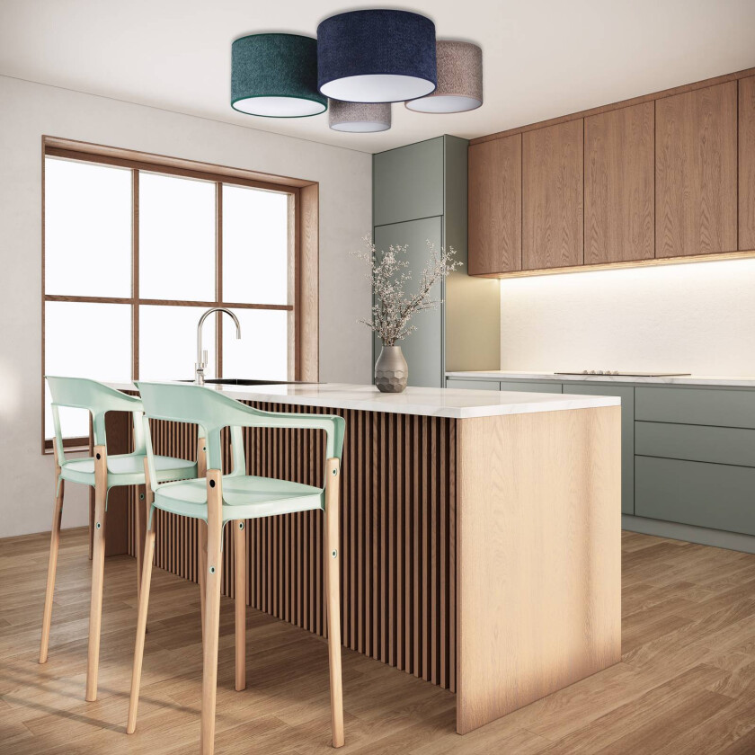 Taklampe Boucle 4lk blå/grønn/cappuccino/grå