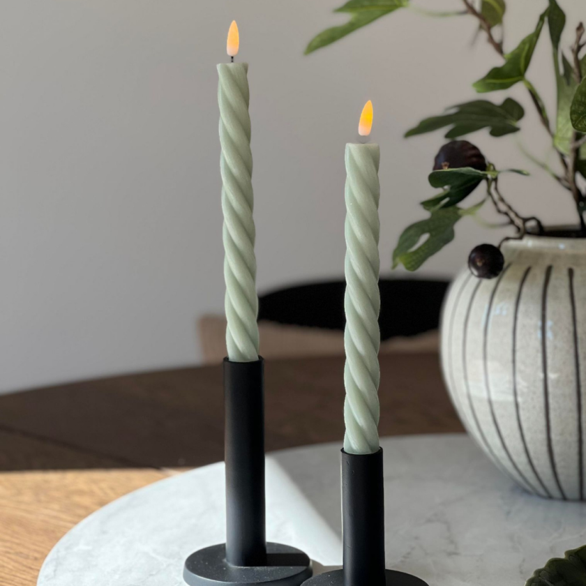 Tvinnet Kronelys LED Grønn 2 Pk. Lykter og LED lys Lampehuset