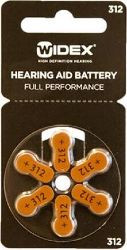 batteri til høreapparat 312 6 stk