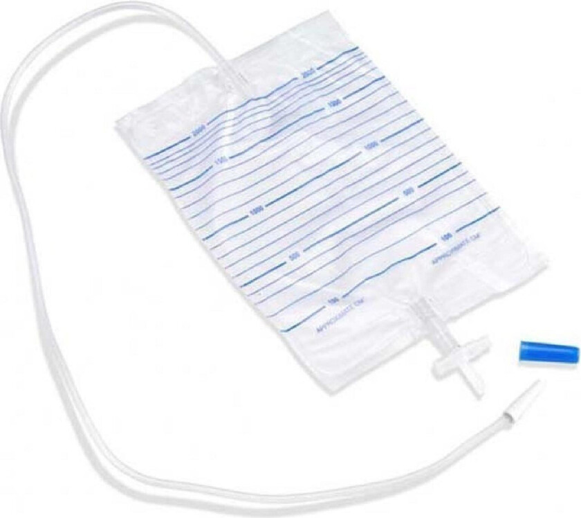 Bilde av Curibag urinpose med avtapping 2 liter, 110 cm, hvit 25 stk
