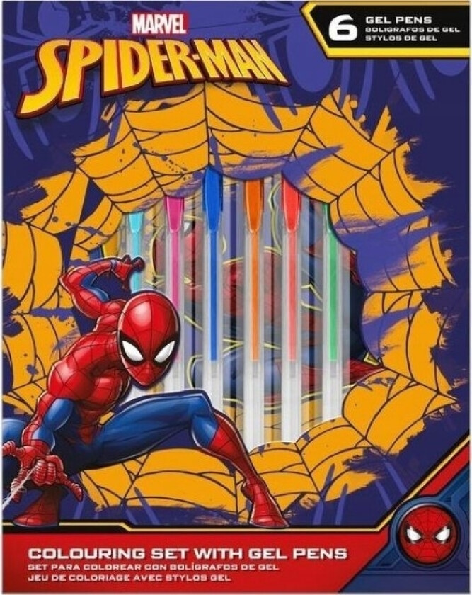 Skrivesett Med 6 Gelpenner Med En Notatbok Spiderman Sp50060 Kids Euroswan