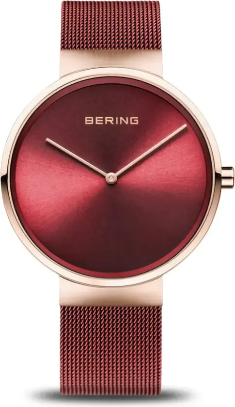 Herreklokke 14539-363 Rød/Stål Ø39 mm