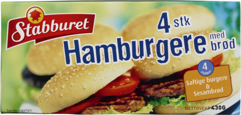 Stabburet Hamburger med brød 4 stk. 430g