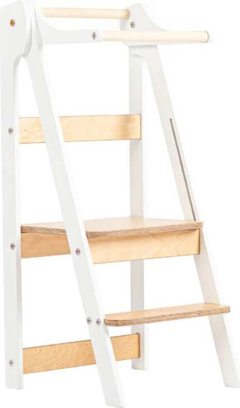 Sammenleggbar Læringstårn, Hvit - Motoriske møbler - Bjørk,Plywood,MDF