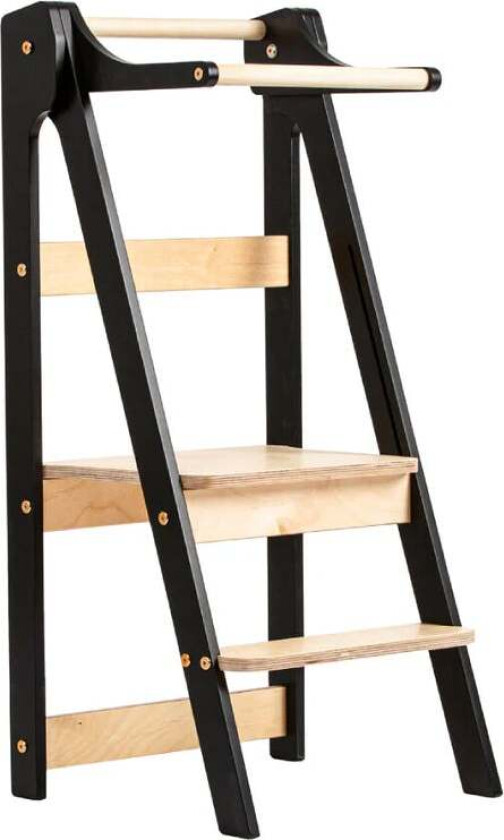 Sammenleggbar Læringstårn, Svart - Motoriske møbler - Bjørk,Plywood,MDF