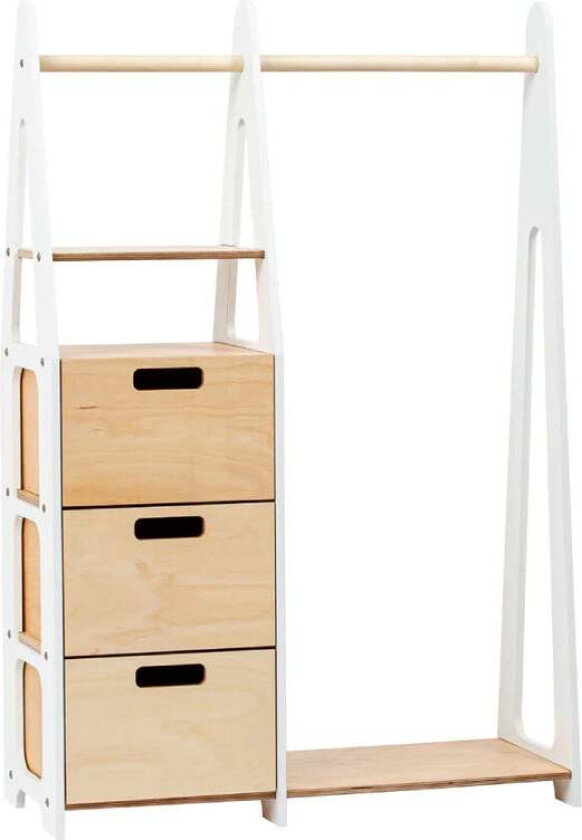 Knaggrekke med Skuffer, Hvit - Klesskap & Stumtjenere - Bjørk,Plywood,MDF
