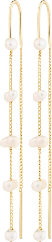Zenaia Pearl Chain Earrings Goldplated -Øreringer