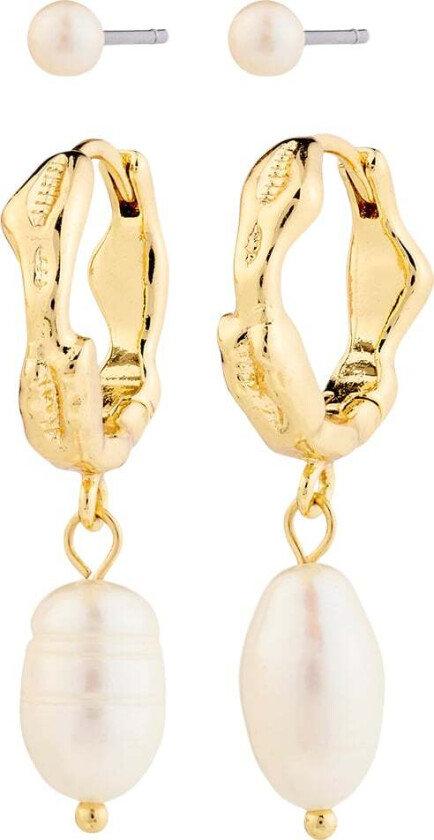 Jonne Pearl Earrings, 2in-1 set, Gold-plated -Øreringer