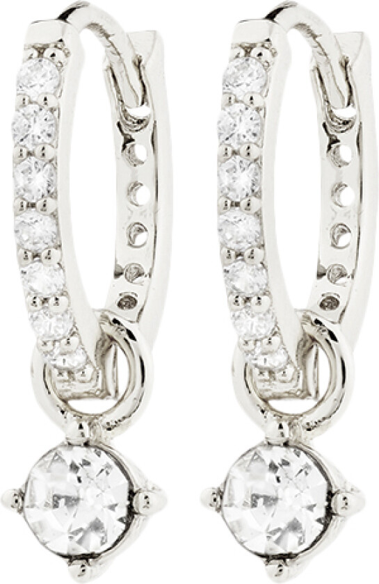JOA Crystal Hoop Earrings Silverplated -Øreringer