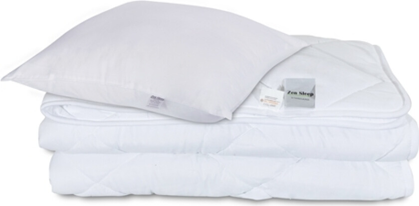 Dyne og pute sett - Helårsdyne 150x210 cm + pute 60x63 cm - Fiberdyne - Zen Sleep allergivennlig dyne og pute